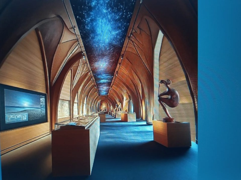 Architectural rendering of the Mata ki te Rangi cultural center interior — Rapa Nui, Easter Island