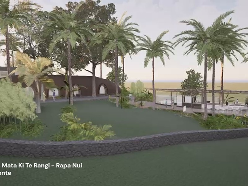 Architectural rendering of the Mata ki te Rangi botanical garden and cultural center — Zona Poniente, Easter Island